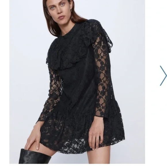 ZARA lace mini dress small black size s - Picture 1 of 13